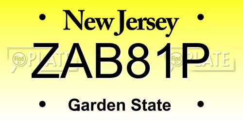 ZAB81P New Jersey License Plate