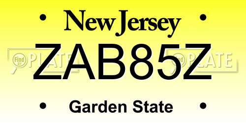 ZAB85Z New Jersey License Plate