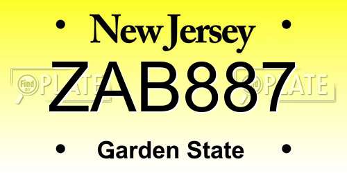 ZAB887 New Jersey License Plate