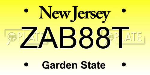 ZAB88T New Jersey License Plate