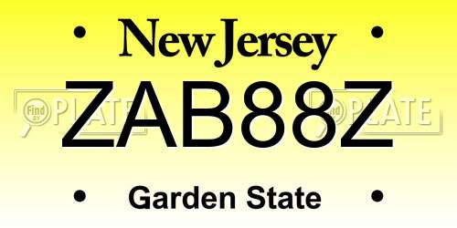 ZAB88Z New Jersey License Plate