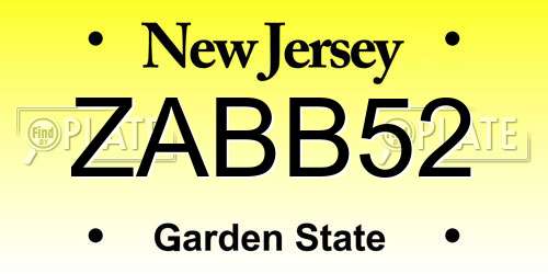 ZABB52 New Jersey License Plate