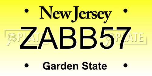 ZABB57 New Jersey License Plate