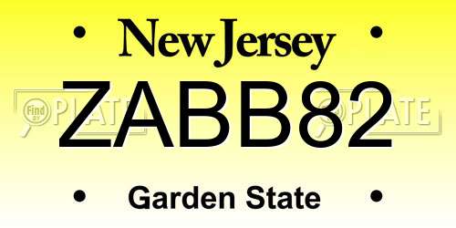 ZABB82 New Jersey License Plate