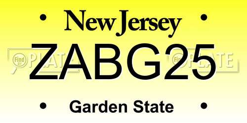 ZABG25 New Jersey License Plate
