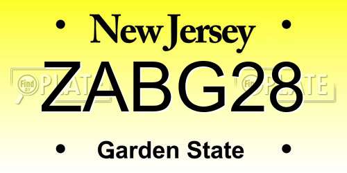 ZABG28 New Jersey License Plate