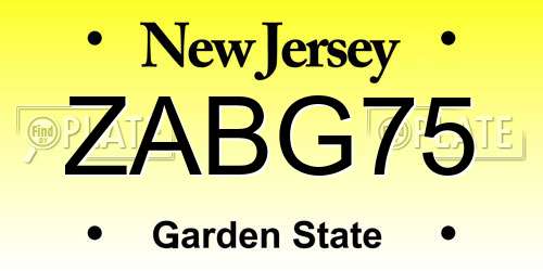 ZABG75 New Jersey License Plate