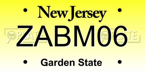 ZABM06 New Jersey License Plate