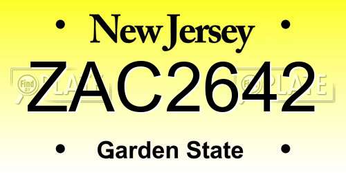 ZAC2642 New Jersey License Plate