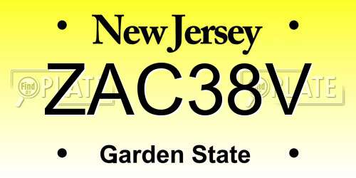 ZAC38V New Jersey License Plate