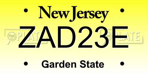 ZAD23E New Jersey License Plate