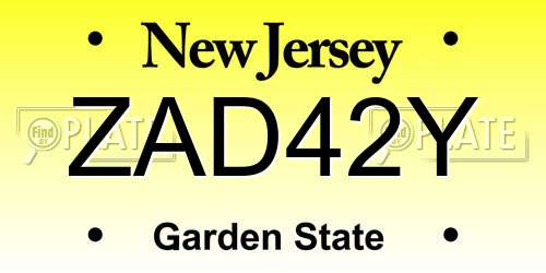 ZAD42Y New Jersey License Plate