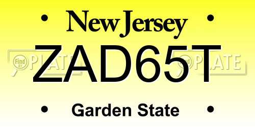 ZAD65T New Jersey License Plate