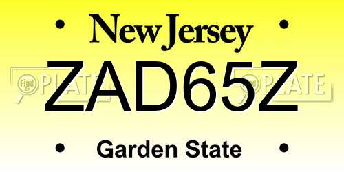ZAD65Z New Jersey License Plate