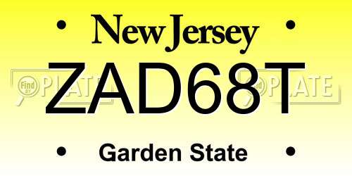 ZAD68T New Jersey License Plate