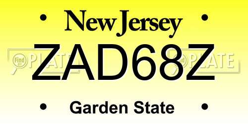 ZAD68Z New Jersey License Plate