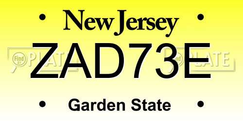 ZAD73E New Jersey License Plate
