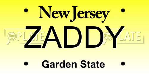 ZADDY New Jersey License Plate