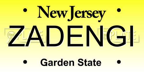 ZADENGI New Jersey License Plate