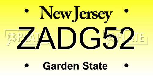 ZADG52 New Jersey License Plate