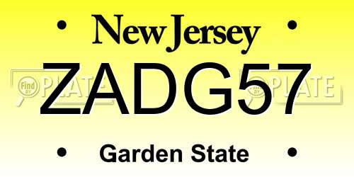 ZADG57 New Jersey License Plate