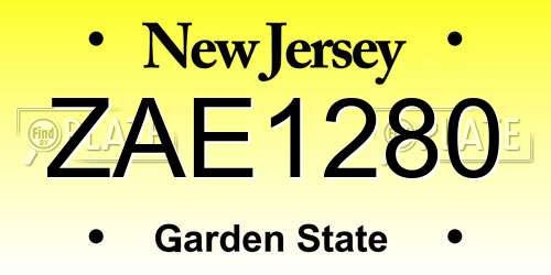 ZAE1280 New Jersey License Plate