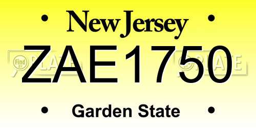 ZAE1750 New Jersey License Plate