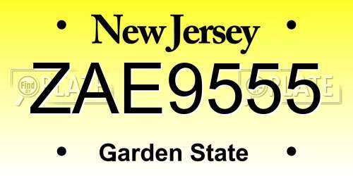 ZAE9555 New Jersey License Plate