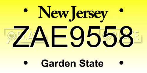 ZAE9558 New Jersey License Plate