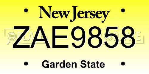 ZAE9858 New Jersey License Plate