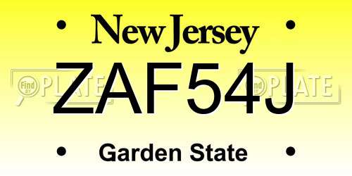 ZAF54J New Jersey License Plate
