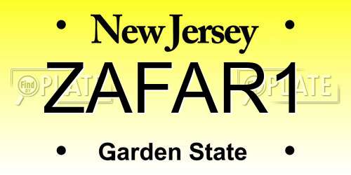 ZAFAR1 New Jersey License Plate