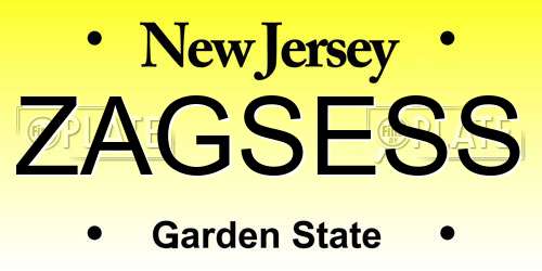 ZAGSESS New Jersey License Plate