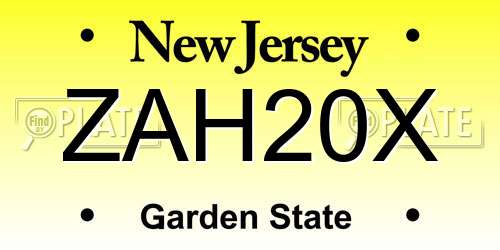ZAH20X New Jersey License Plate