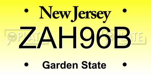 ZAH96B New Jersey License Plate