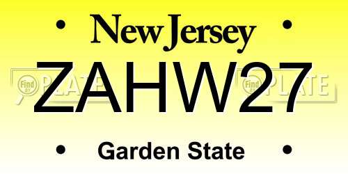 ZAHW27 New Jersey License Plate