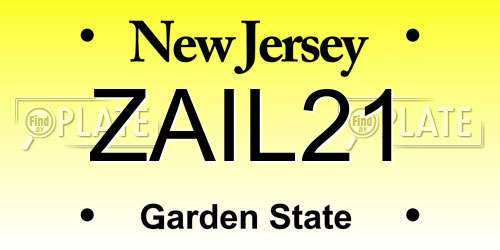 ZAIL21 New Jersey License Plate