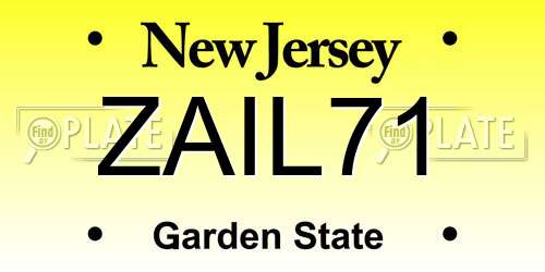ZAIL71 New Jersey License Plate