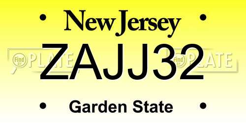 ZAJJ32 New Jersey License Plate