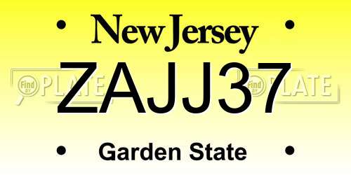 ZAJJ37 New Jersey License Plate