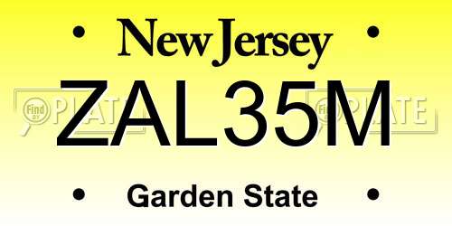 ZAL35M New Jersey License Plate