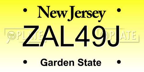 ZAL49J New Jersey License Plate