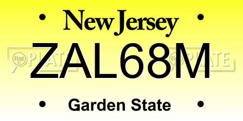 ZAL68M New Jersey License Plate