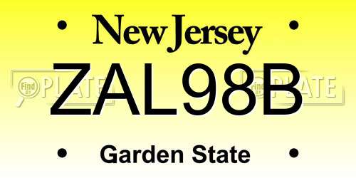 ZAL98B New Jersey License Plate