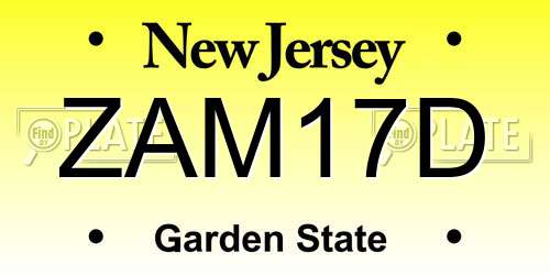 ZAM17D New Jersey License Plate