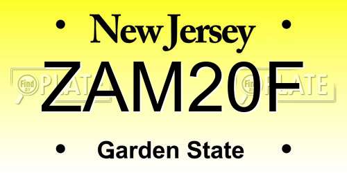 ZAM20F New Jersey License Plate