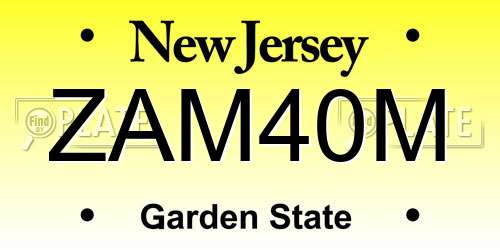 ZAM40M New Jersey License Plate