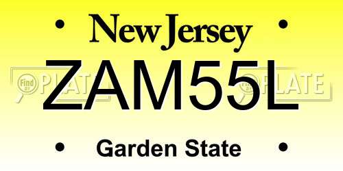 ZAM55L New Jersey License Plate