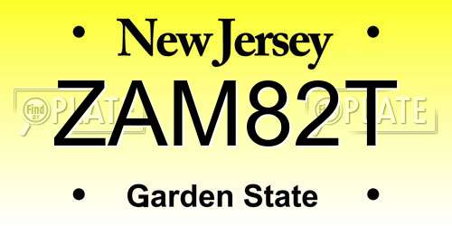 ZAM82T New Jersey License Plate