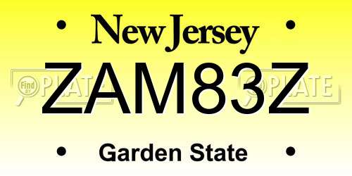 ZAM83Z New Jersey License Plate